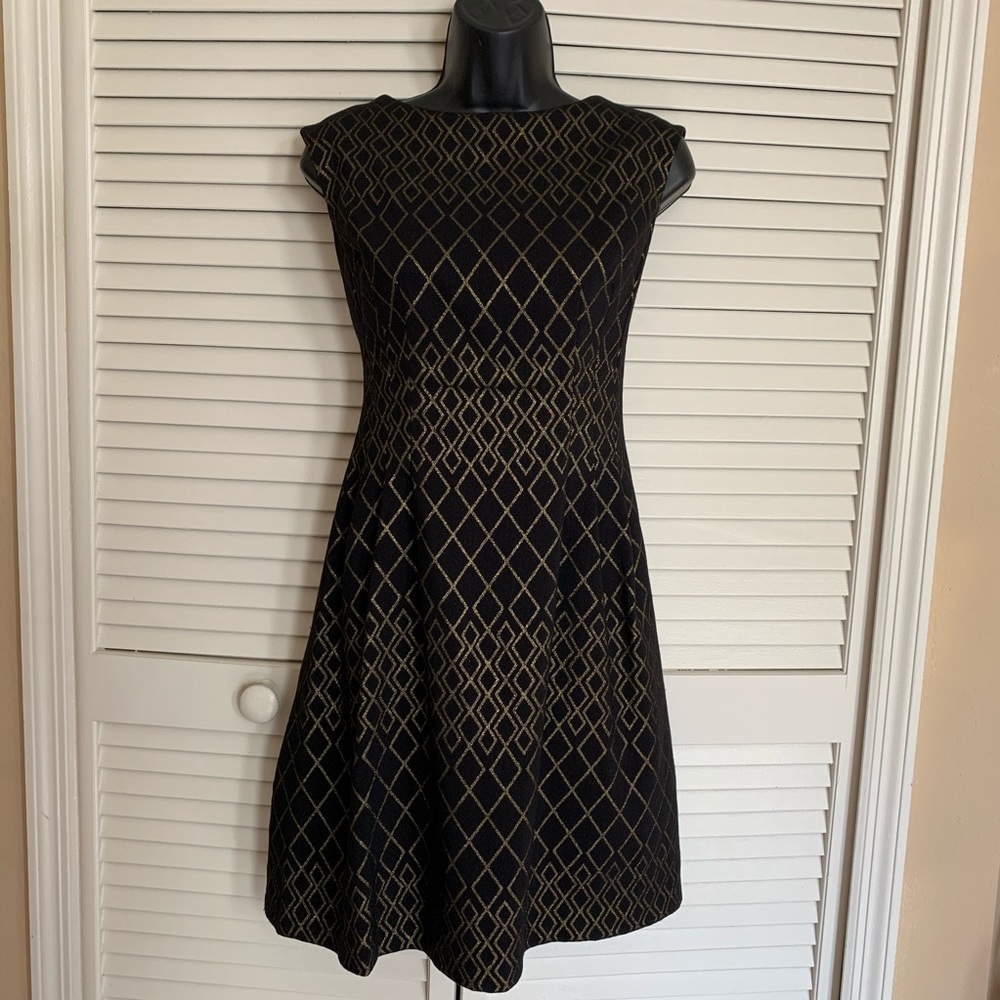 Vince Camuto Black and Gold Dress with Pockets